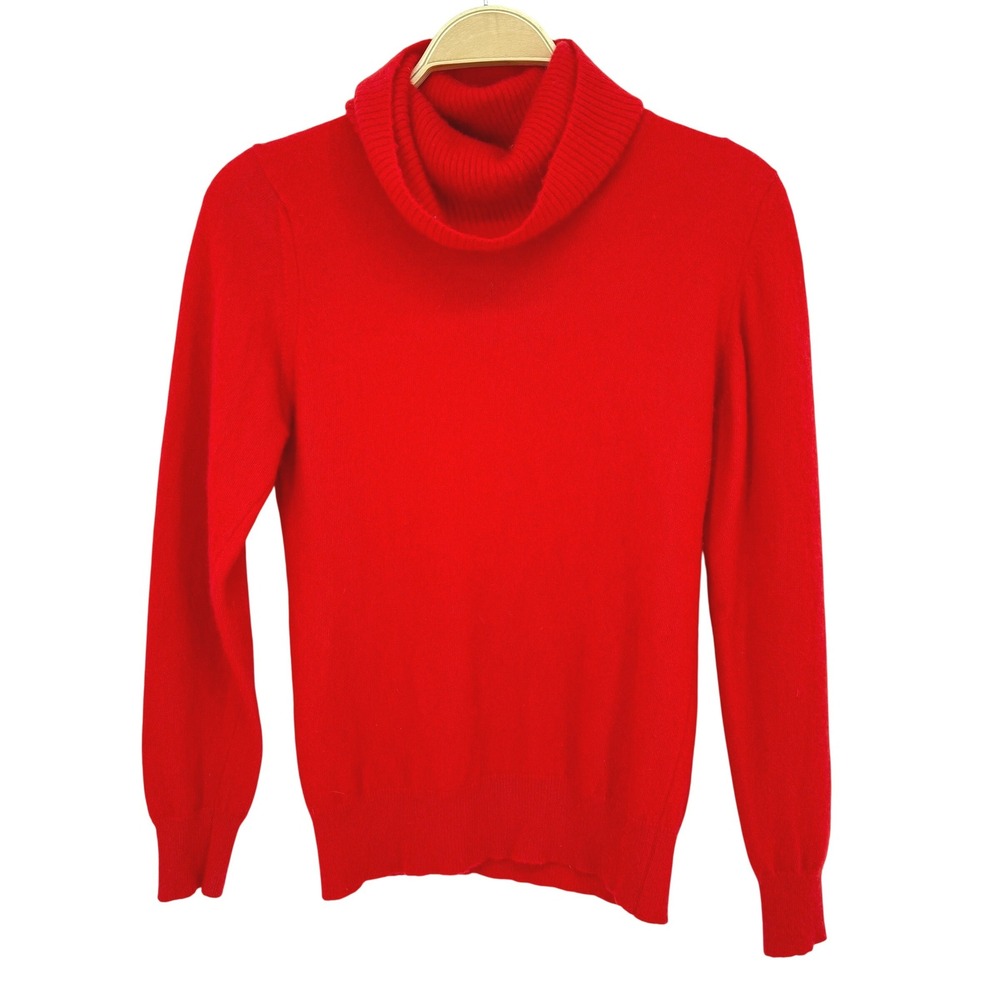 IQ Knitwear Turtleneck Sweater Womens M Red Excellent 100% Cashmere Made in USA